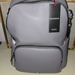 NEW Tumi Voyageur HANNAH 14.25” LEATHER Laptop Backpack  - PEARL GREY